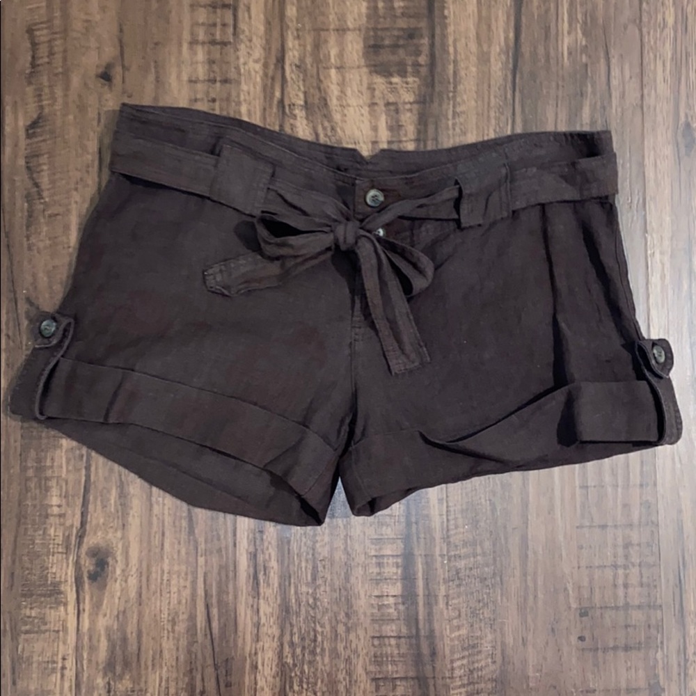 Juicy linen chocolate brown shorts